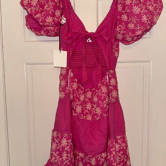 Floral Pink Puff Sleeve Dress - Picture 7 of 9